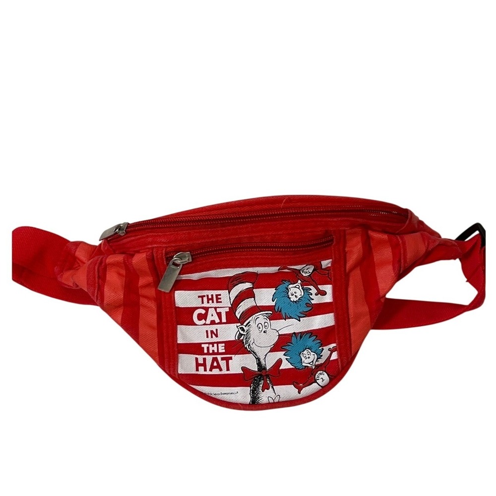 Dr. Seuss Red White Cat In The Hat Fanny Pack Purse Character Multi Pocket‎